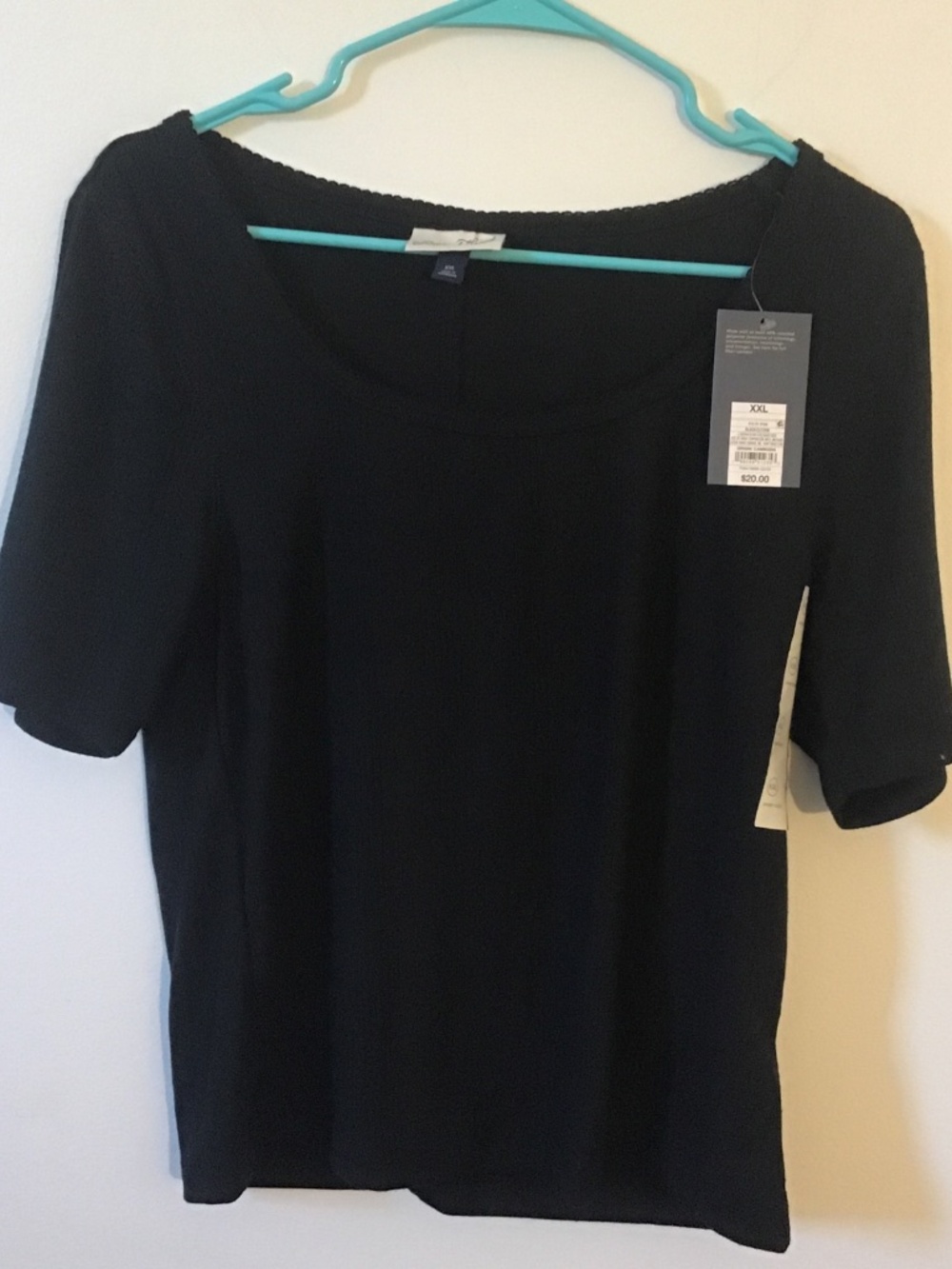 Universal Thread Womens Black Ribbed Scoop Neck Short Sleeve Top Size XXL